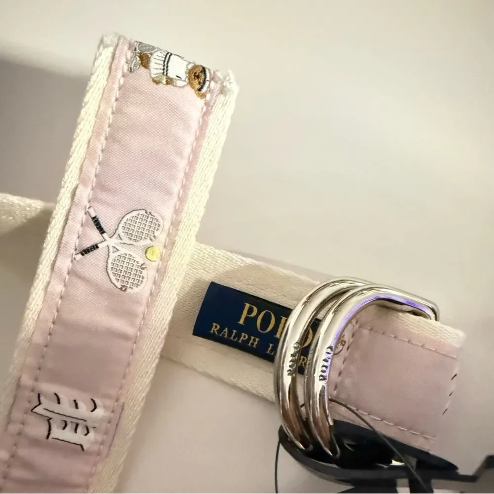 Polo Ralph Lauren Pink Tennis Bear Canvas Belt – Kids Size S – NWT